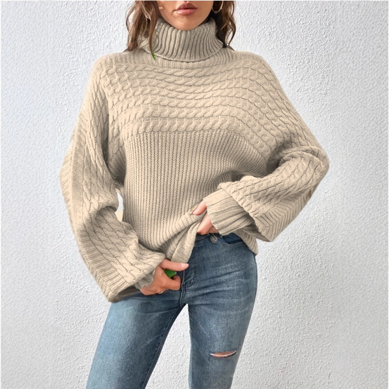 Damen Gemütlicher Rollkragenpullover mit strukturiertem Design