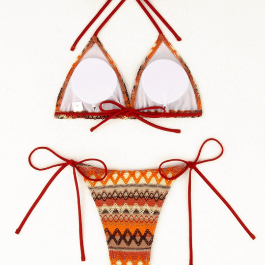 Damen Triangel-Bikini-Set mit farbenfrohem Ethno-Muster R&B