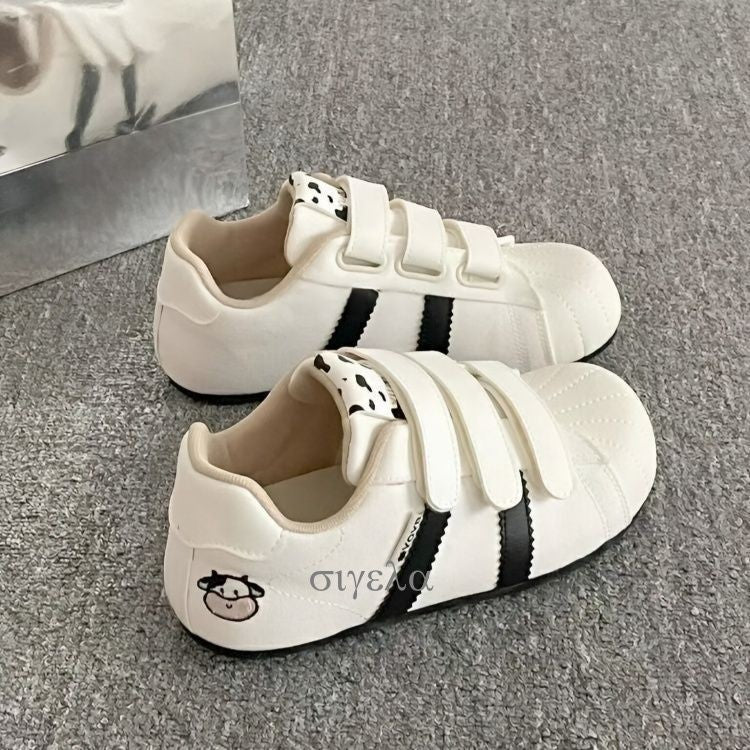Damen Bequeme Freizeitsneaker mit praktischem Klettverschluss und tierischem Motiv