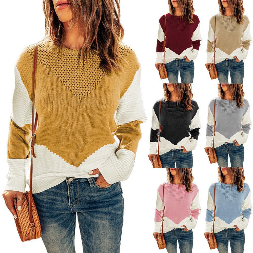 Damen modischer Strickpullover mit modernen Farbkombinationen und strukturierter Optik R&B