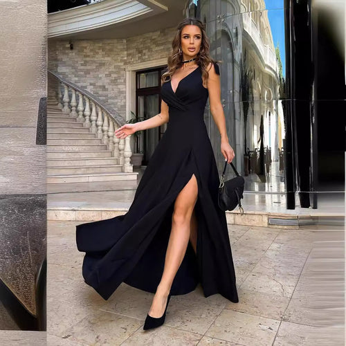 Damen Elegantes Abendkleid mit Hohem Schlitz R&B