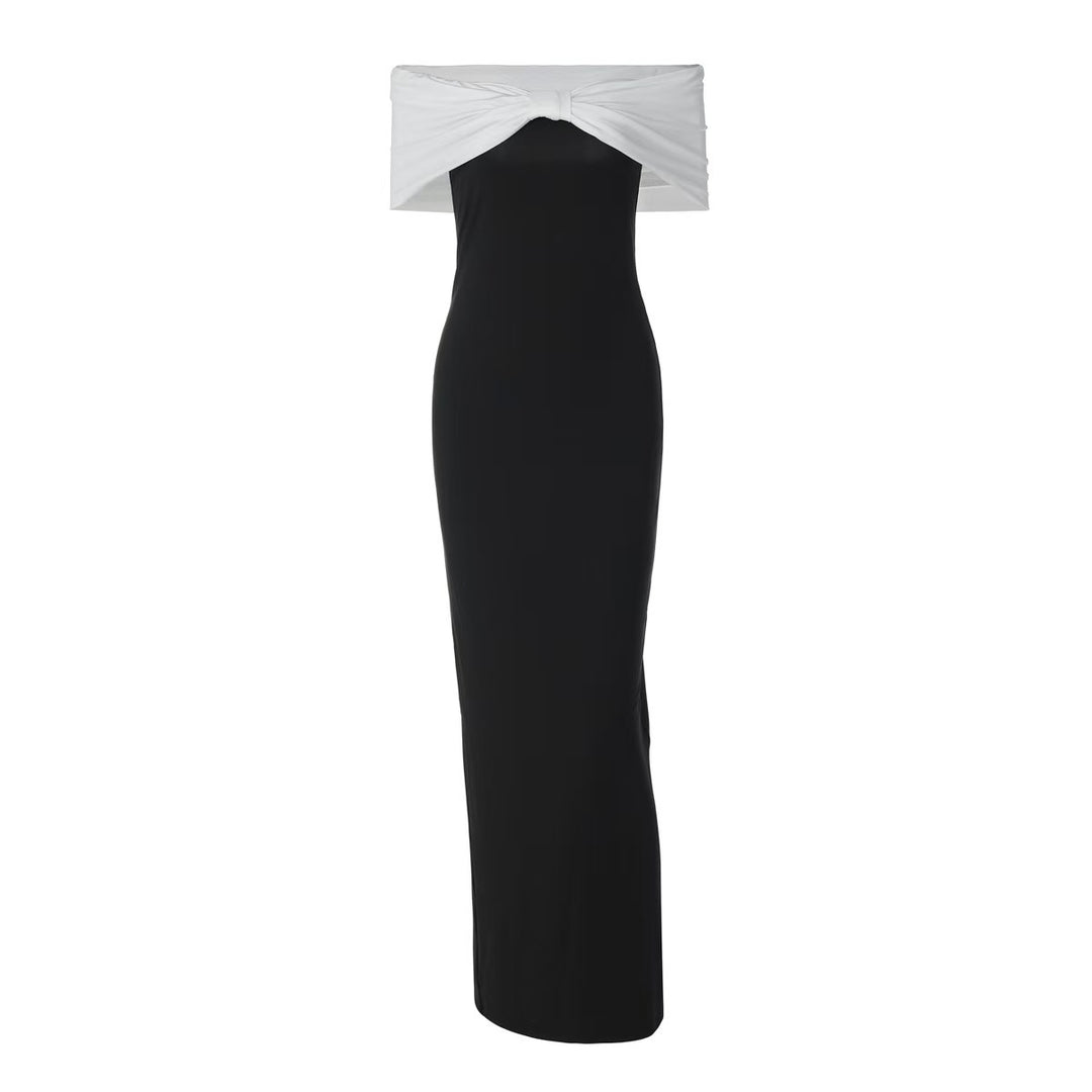 Damen Elegantes Maxikleid mit schulterfreiem Design und tailliertem Schnitt R&B