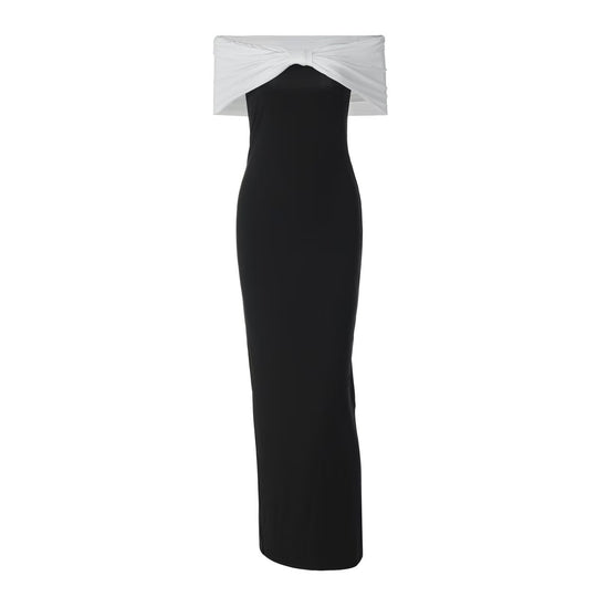 Damen Elegantes Maxikleid mit schulterfreiem Design und tailliertem Schnitt R&B