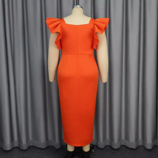 Damen Elegantes Maxikleid mit Puffärmeln und funkelnden Akzenten R&B