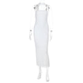 Damen elegantes Maxikleid mit hohem Kragen und figurformendem Schnitt R&B