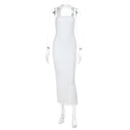 Damen elegantes Maxikleid mit hohem Kragen und figurformendem Schnitt R&B