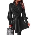 Damen Wickelkleid mit voluminösen Ärmeln und eleganter Taillierung R&B