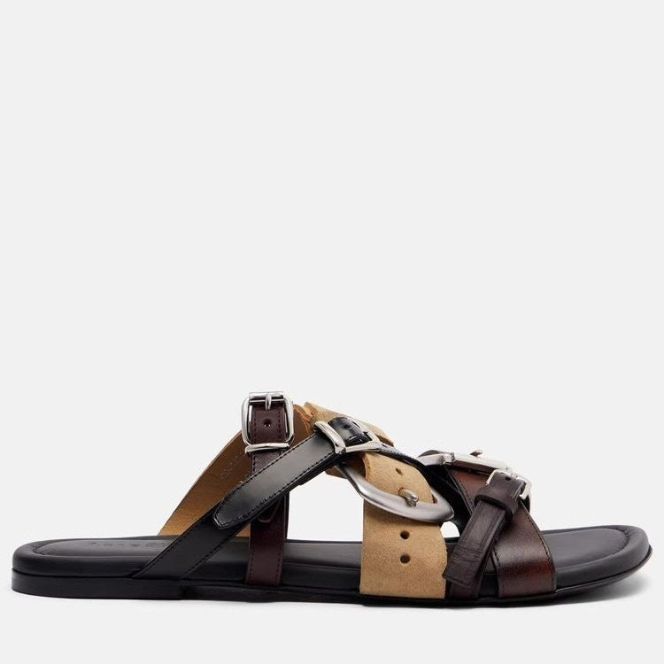 Damen elegante Riemchen-Sandalen mit verstellbarem Schnallenverschluss R&B