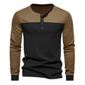 Herren Langarm-Henley-Shirt mit kontrastierenden Einsätzen R&B