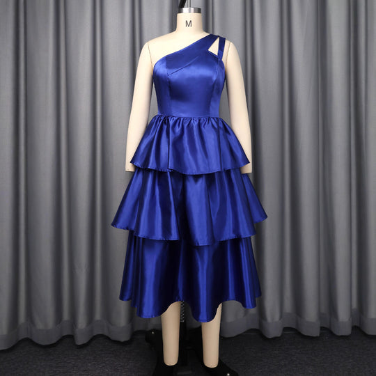 Damen festliches Wickelkleid mit voluminösem Rüschendesign R&B