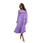 Damen Midi-Kleid mit schulterfreier Rückenpartie und Rüschendetails R&B