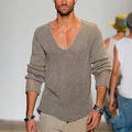 Herren lässiger Strickpullover mit tiefem V-Ausschnitt und komfortablem Schnitt