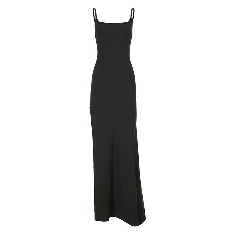 Damen Elegantes Maxikleid mit feinen Trägern und seitlichem Schlitz R&B