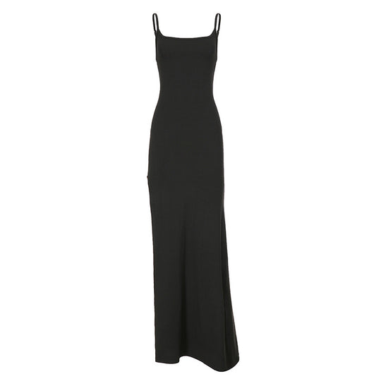 Damen Elegantes Maxikleid mit feinen Trägern und seitlichem Schlitz R&B