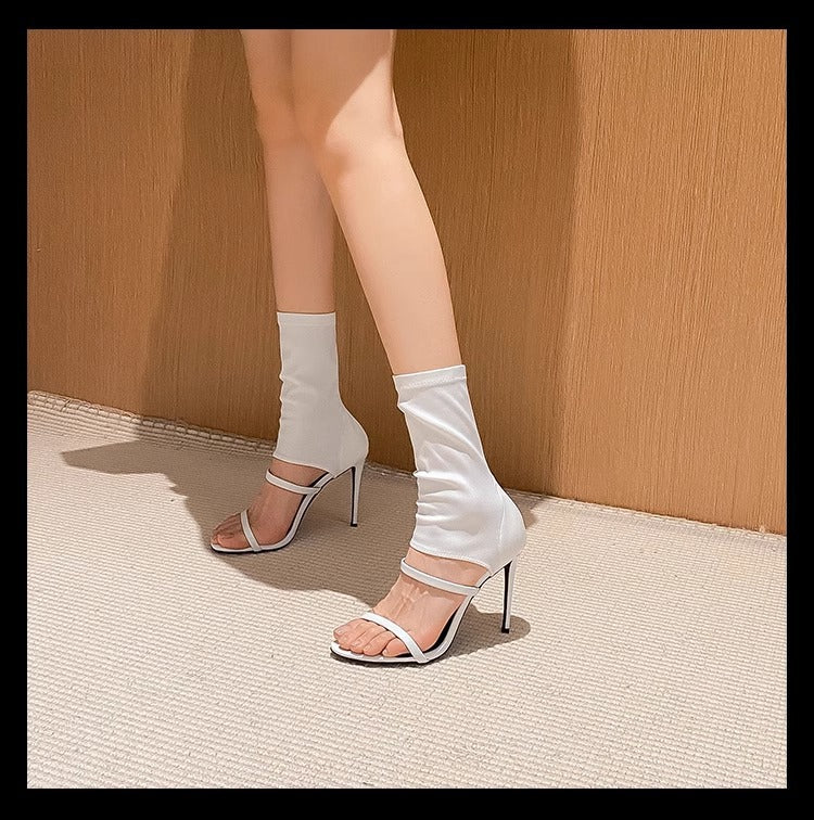 Damen elegante Ankle Boots mit stretchigem Obermaterial und stilvollem hohen Absatz R&B