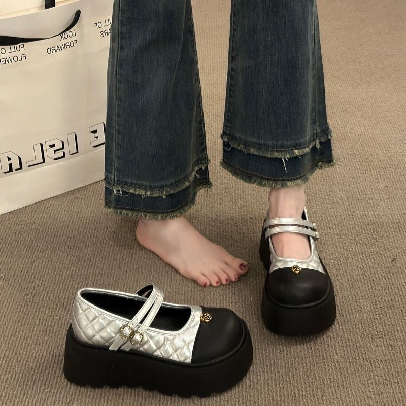 Damen Platform Mary Janes mit modischen Zweiriemen und geschmackvollem Design R&B