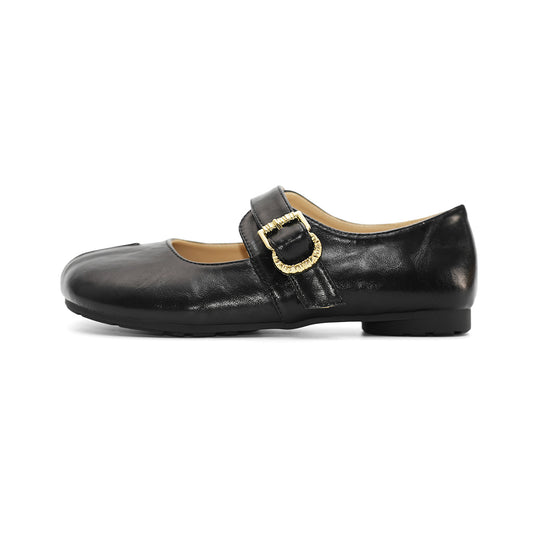 Damen Ballerinas mit elegantem Schnallenverschluss und modischem Glanz R&B