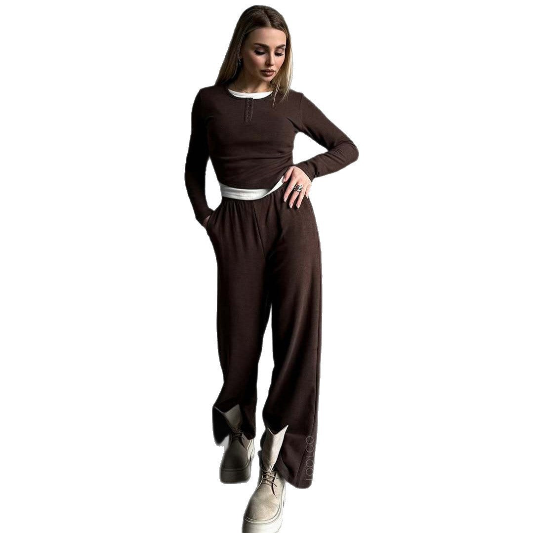 Damen gemütliches Freizeit-Set mit sportlichem Design R&B