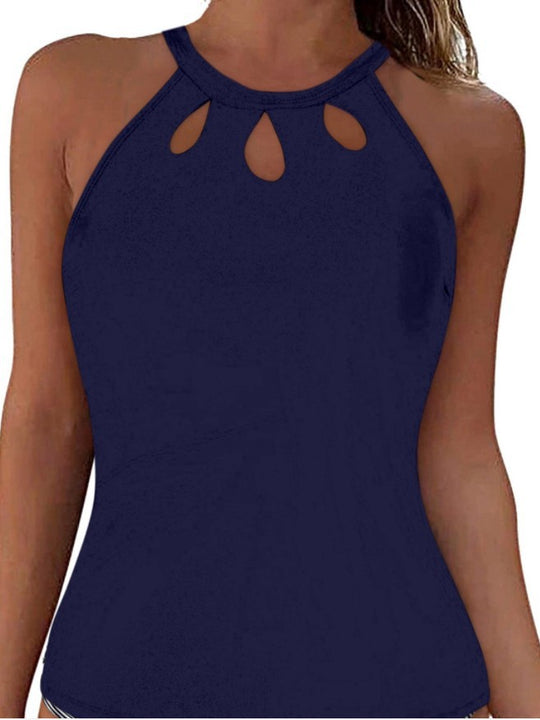 Damen Sportliches Tankini-Oberteil mit modischem Rundhalsausschnitt und Cut-Outs R&B