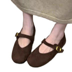 Damen elegante Ballerinas mit modischem Schnallenverschluss R&B