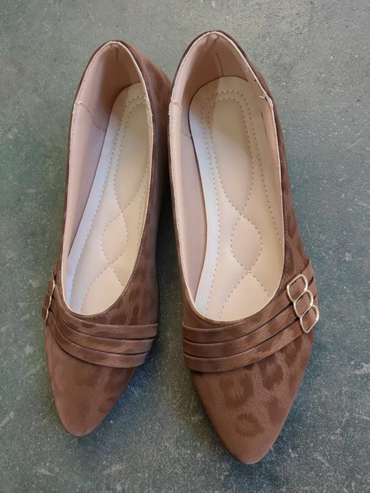 Damen elegante spitze Ballerinas mit dekorativem Schnallen-Design R&B