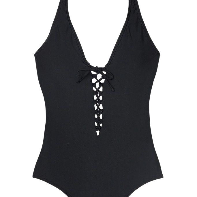 Damen Einteiliger Badeanzug mit tiefem V-Ausschnitt und modischen Cut-Out-Details R&B