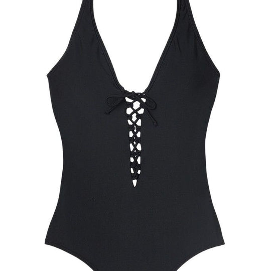 Damen Einteiliger Badeanzug mit tiefem V-Ausschnitt und modischen Cut-Out-Details R&B