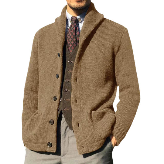 Herren Strickjacke mit modernem Stehkragen und praktischen Knöpfen R&B