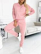 Damen Freizeit-Jogginganzug mit eleganten Knopfdetails R&B