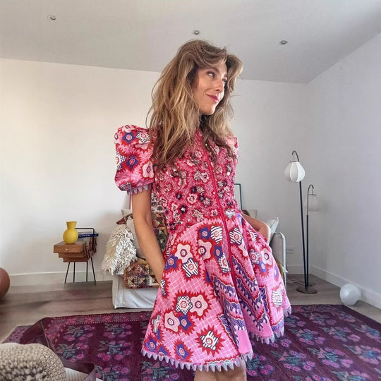 Damen Maxikleid mit floralem Design und raffinierten Rüschendetails R&B