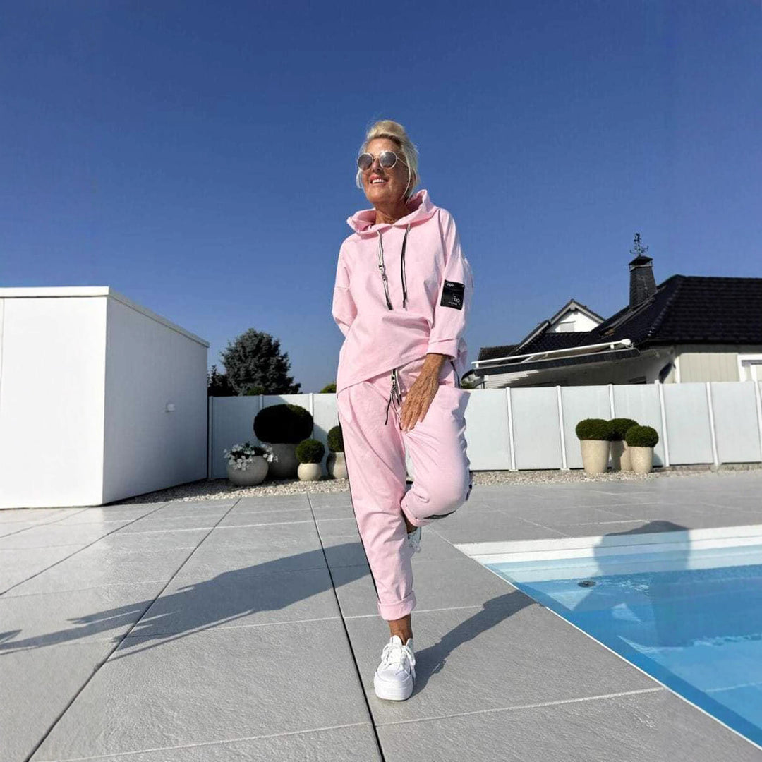 Damen Sportives Oberteil und modische Jogginghose Set R&B