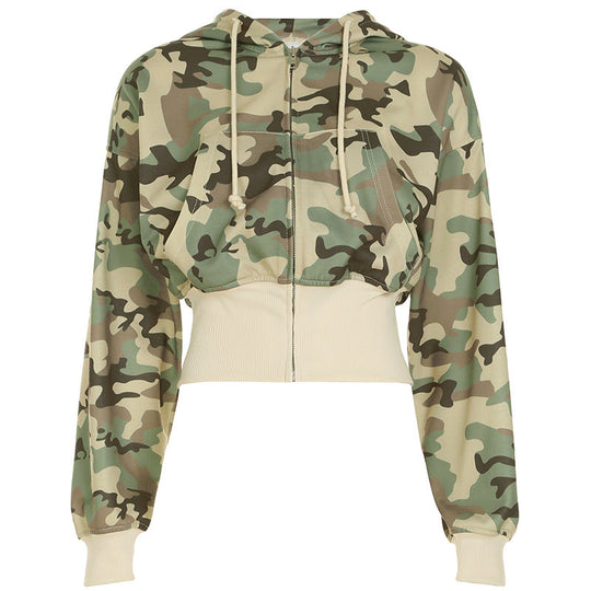 R&B | Unformal Kontrastfarbe Gesamt Hoodie Langarm Sweatshirt Hose Zwei Teile Camouflage Strickjacke Hose Set