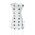 Damen verspieltes Wickelkleid mit asymmetrischem Träger und Punkten R&B