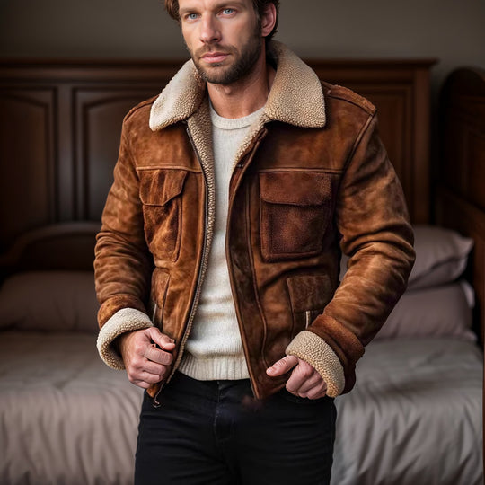 Herren jacke mit warmem Sherpa-Futter und praktischen Taschen R&B