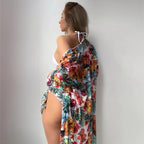 Damen Bikiniset mit hohem Bund und floralem Überwurf R&B