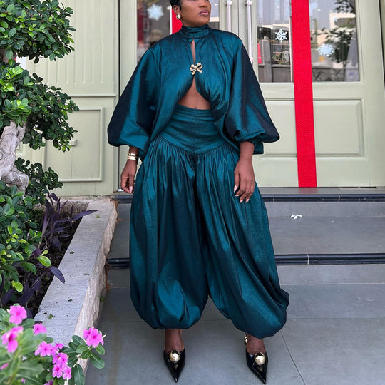 Damen Elegantes Ensemble mit Volant und weit geschnittenem Oberteil R&B