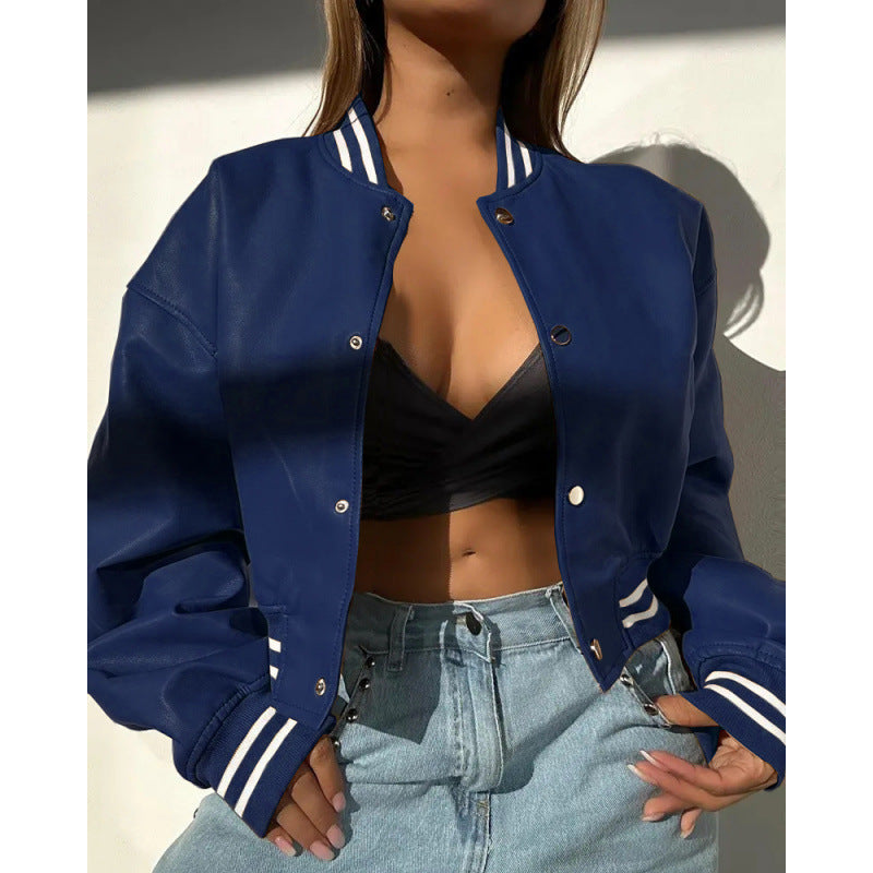Damen Sportliche cropped Bomberjacke im Vintage-Stil R&B
