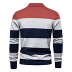 Herren Langarm-Polo-Shirt mit modischem Streifendesign