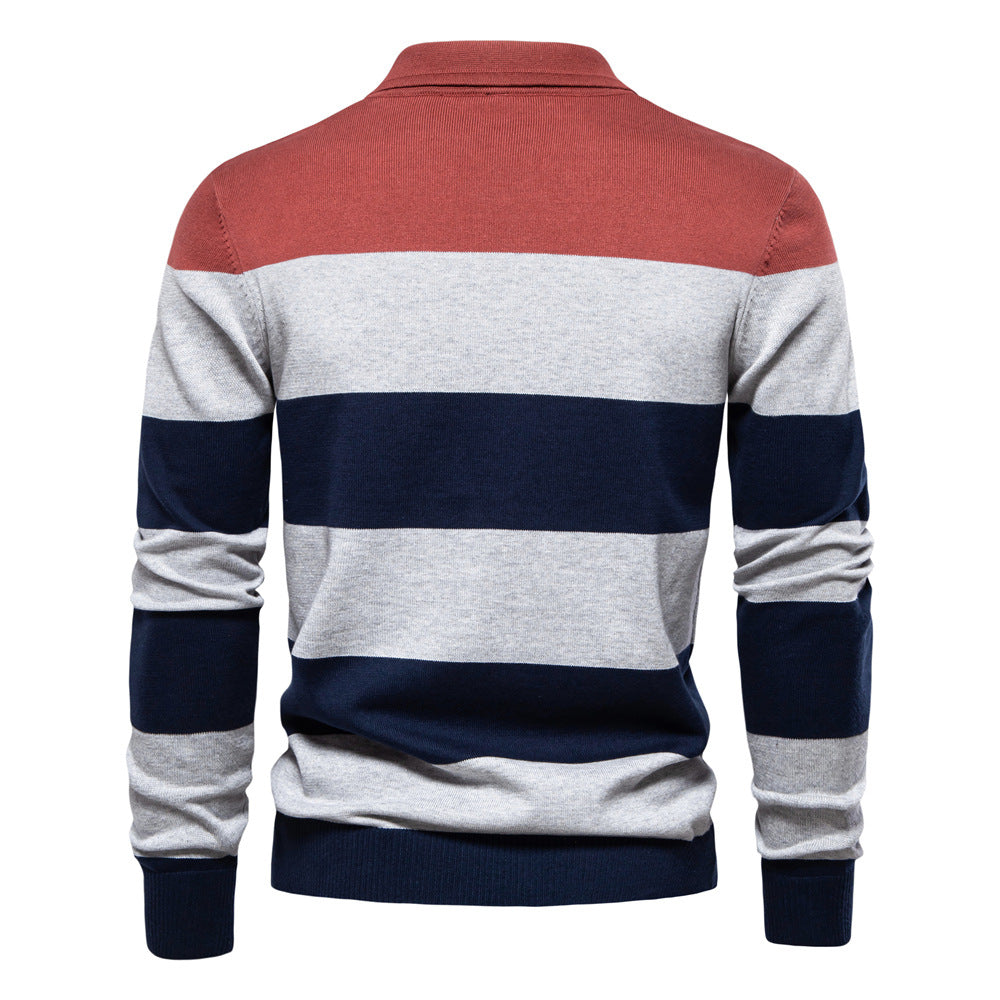 Herren Langarm-Polo-Shirt mit modischem Streifendesign