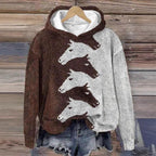 Damen Hoodie mit kreativem Pferdemuster & bequemer Passform | R&B