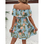 Damen Off-Shoulder Sommerkleid mit floralem Muster R&B