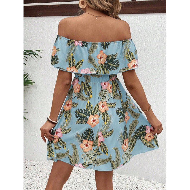 Damen Off-Shoulder Sommerkleid mit floralem Muster R&B