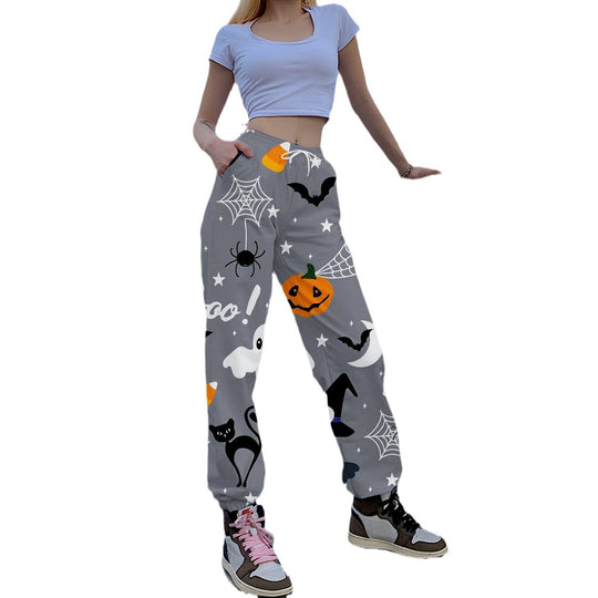 Damen Lässige Print-Hose mit herbstlichem Motiv R&B