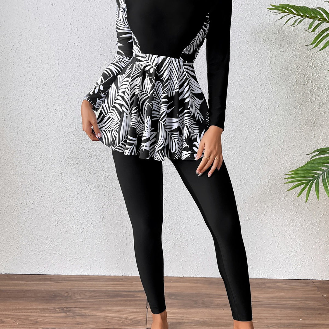 Damen Surfanzug mit floralem Schnitt und langen Ärmeln R&B