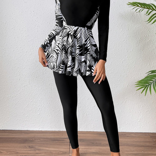 Damen Surfanzug mit floralem Schnitt und langen Ärmeln R&B