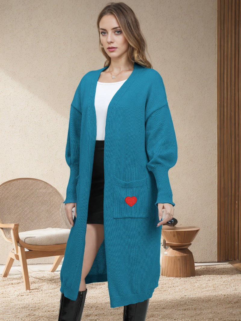 Damen Strickjacke mit Herzapplikationen und lockerer Passform R&B
