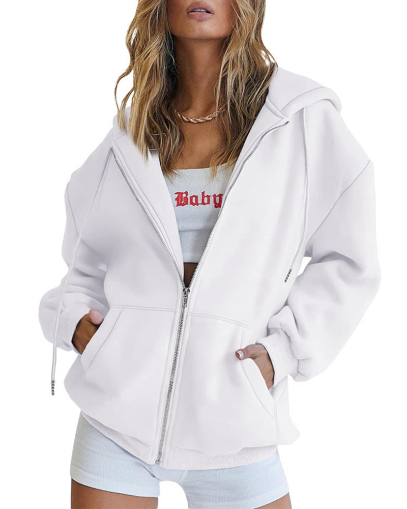 Damen Oversized Kapuzenjacke mit Reißverschluss R&B