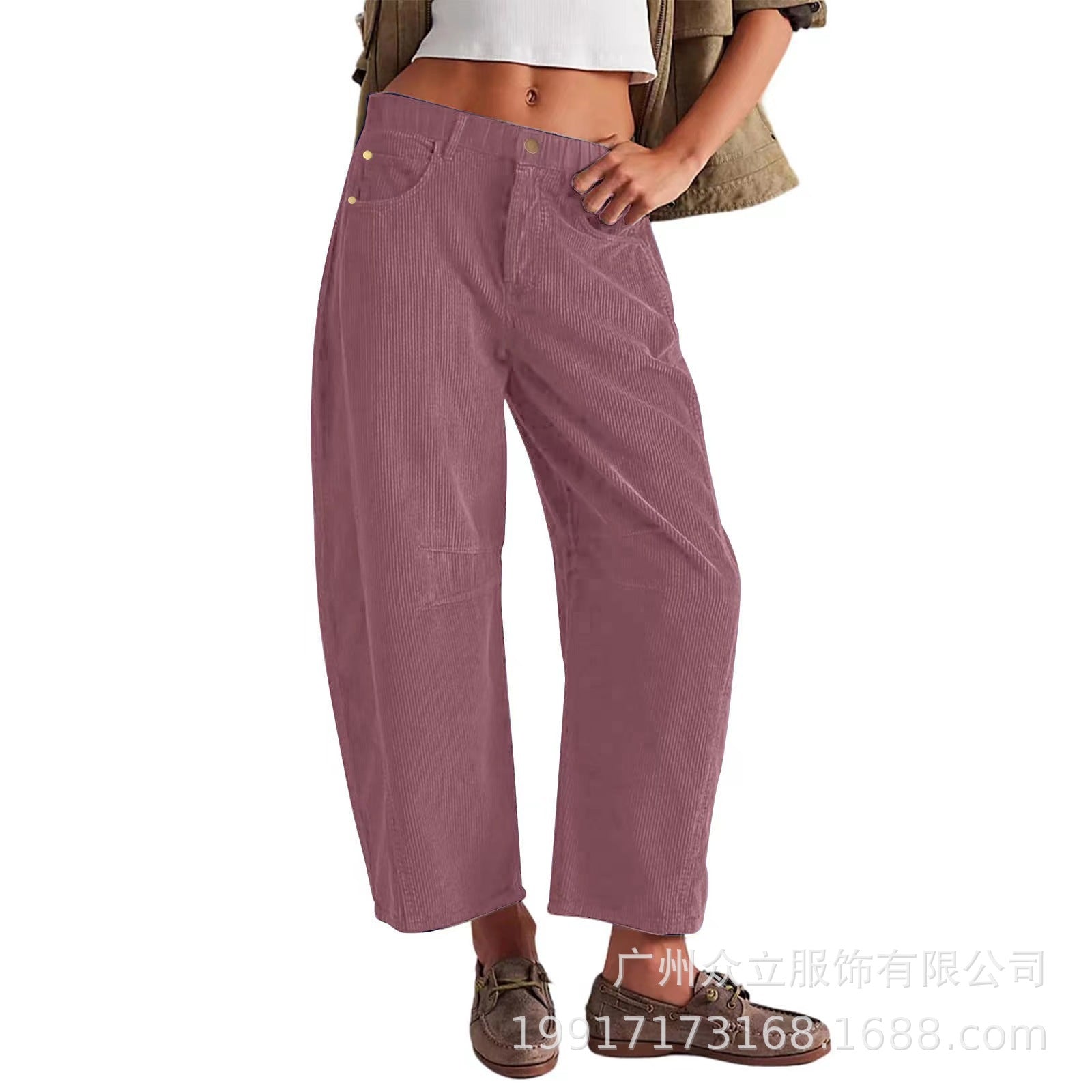 Damen Bequeme und stylische Palazzo-Hosen mit seitlichen Taschen R&B