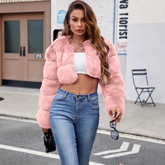 Damen Kurze Pelzjacke R&B