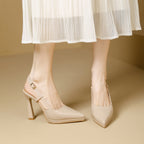 Damen Slingback-Pumps mit glanzvollem Design und elegantem Absatz